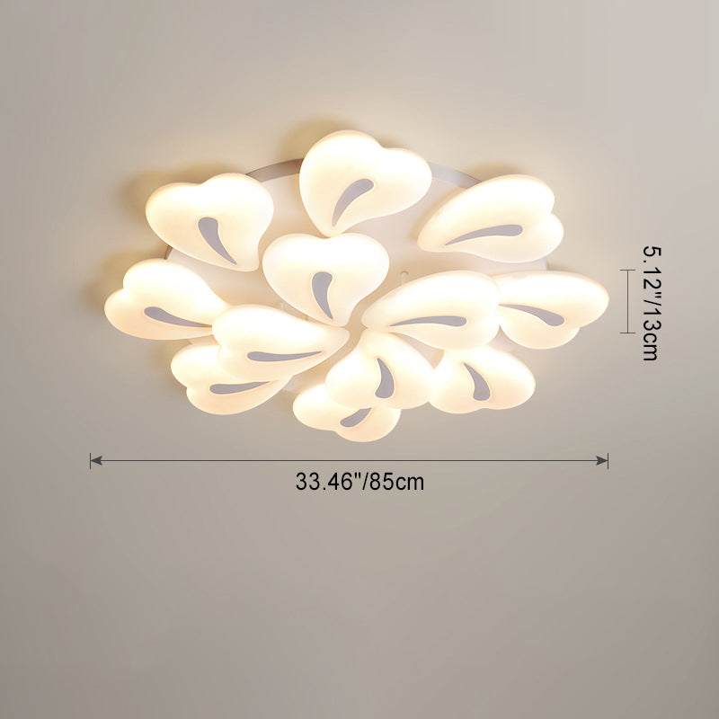 Lustre Plafonnier LED Semi-Encastré Moderne Minimaliste Cœur en Fer et Acrylique pour Salon 