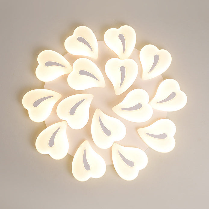 Lustre Plafonnier LED Semi-Encastré Moderne Minimaliste Cœur en Fer et Acrylique pour Salon 
