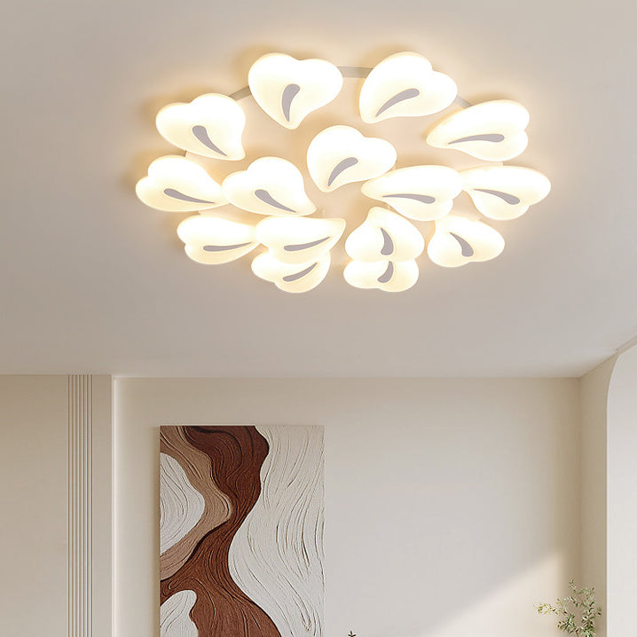 Lustre Plafonnier LED Semi-Encastré Moderne Minimaliste Cœur en Fer et Acrylique pour Salon 