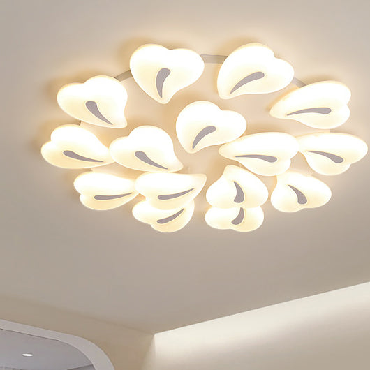 Lustre Plafonnier LED Semi-Encastré Moderne Minimaliste Cœur en Fer et Acrylique pour Salon 
