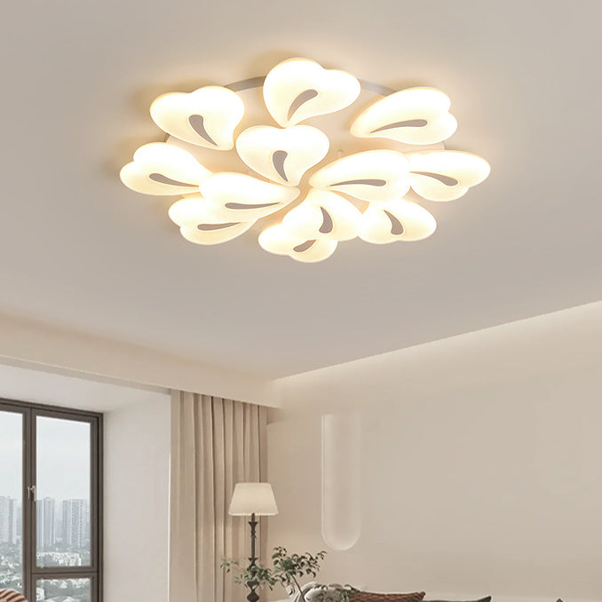 Lustre Plafonnier LED Semi-Encastré Moderne Minimaliste Cœur en Fer et Acrylique pour Salon 