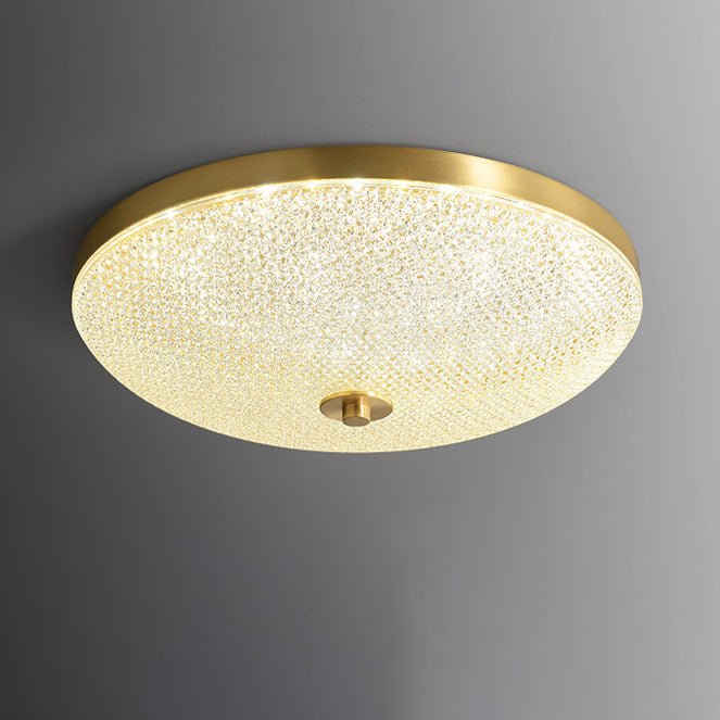 Lustre Plafonnier LED Moderne Rond en Cuivre et Acrylique pour Salon 