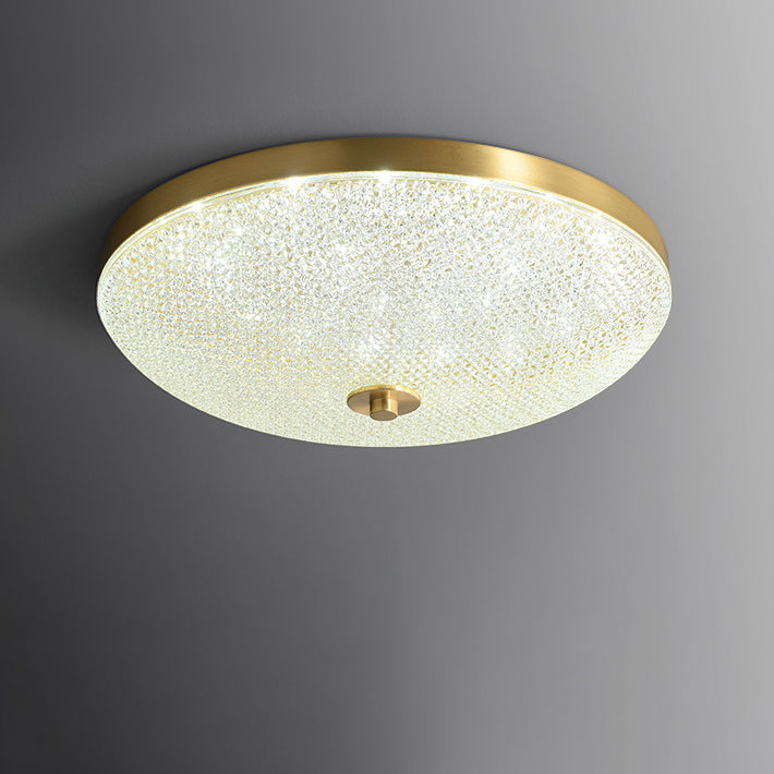 Lustre Plafonnier LED Moderne Rond en Cuivre et Acrylique pour Salon 
