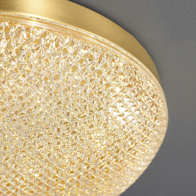 Lustre Plafonnier LED Moderne Rond en Cuivre et Acrylique pour Salon 