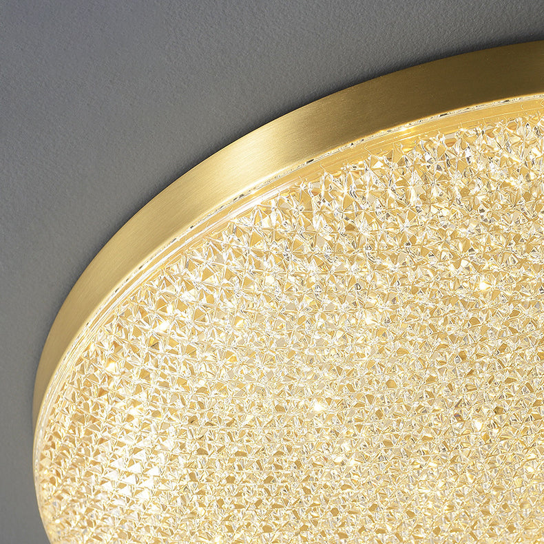 Lustre Plafonnier LED Moderne Rond en Cuivre et Acrylique pour Salon 