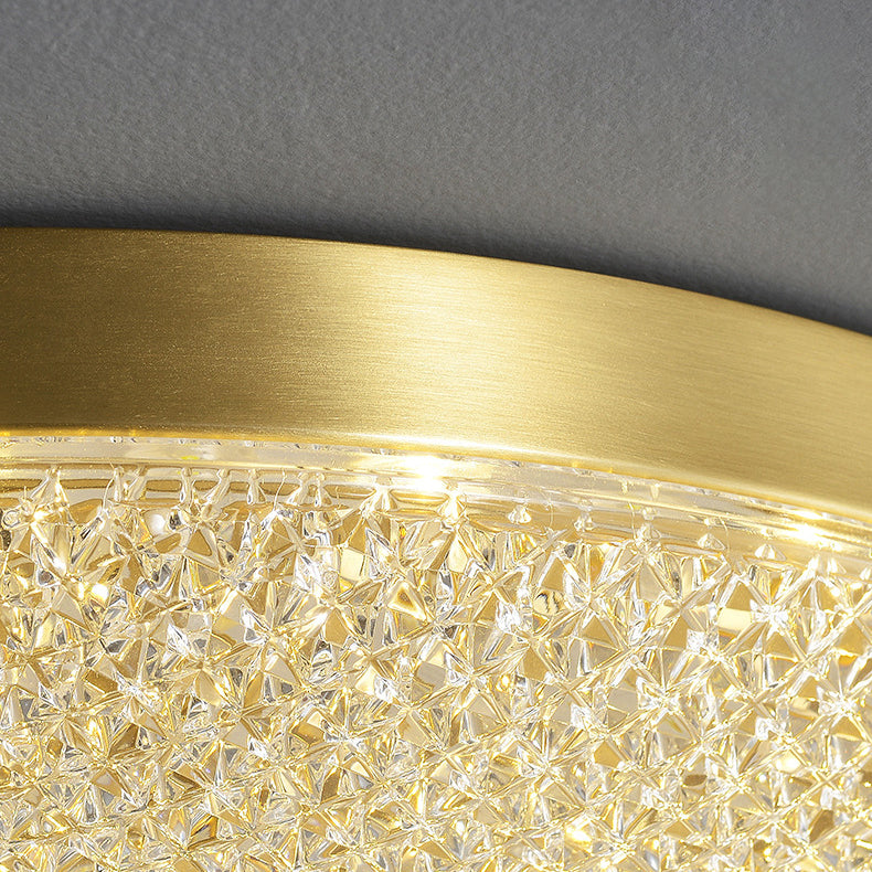 Lustre Plafonnier LED Moderne Rond en Cuivre et Acrylique pour Salon 