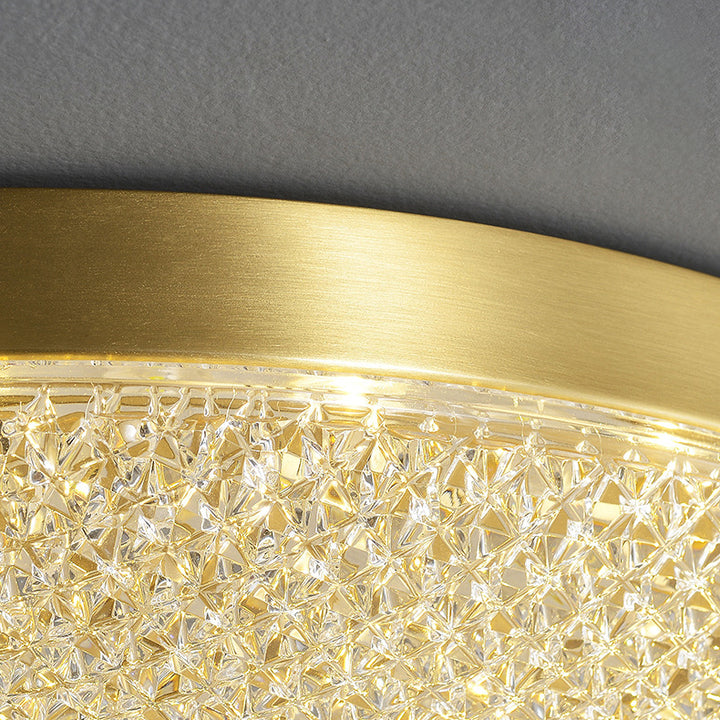 Lustre Plafonnier LED Moderne Rond en Cuivre et Acrylique pour Salon 