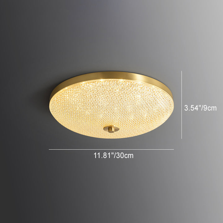 Lustre Plafonnier LED Moderne Rond en Cuivre et Acrylique pour Salon 