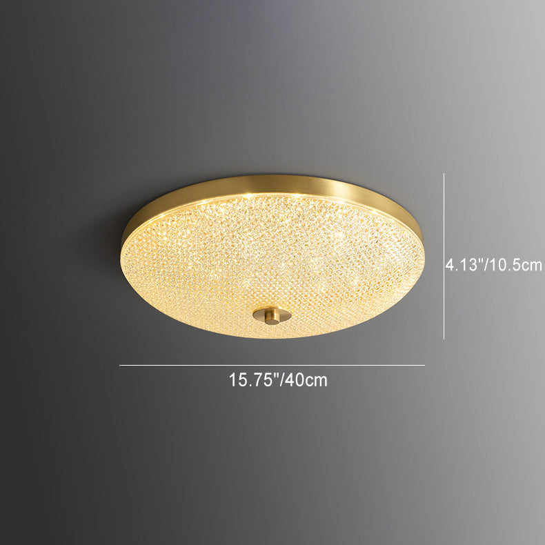 Lustre Plafonnier LED Moderne Rond en Cuivre et Acrylique pour Salon 
