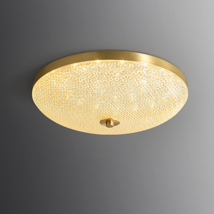Lustre Plafonnier LED Moderne Rond en Cuivre et Acrylique pour Salon 