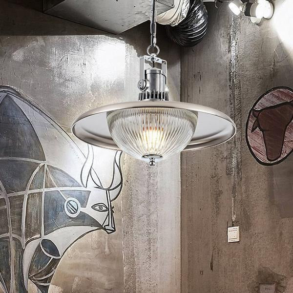 Matériel industriel contemporain, abat-jour en verre, suspension à 1 lumière pour salon 