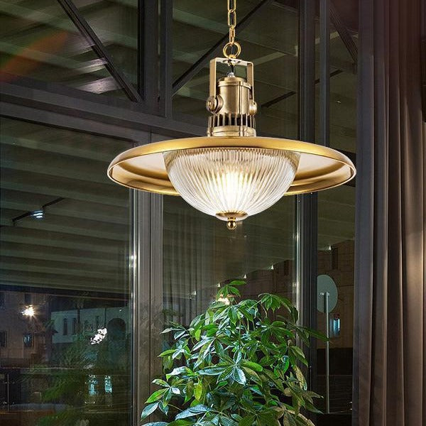 Matériel industriel contemporain, abat-jour en verre, suspension à 1 lumière pour salon 