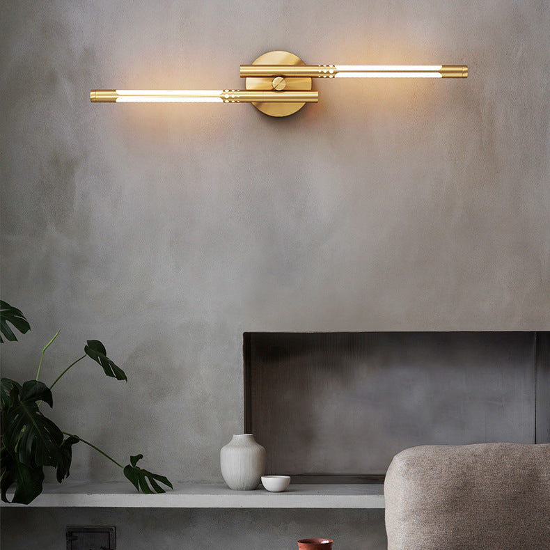 Contemporary Nordic Cylindrical Brass Silicone LED Wall Sconce Lamp For Living Room