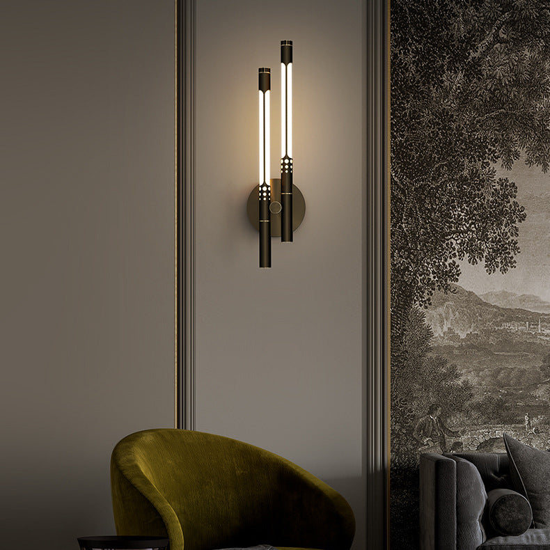 Contemporary Nordic Cylindrical Brass Silicone LED Wall Sconce Lamp For Living Room