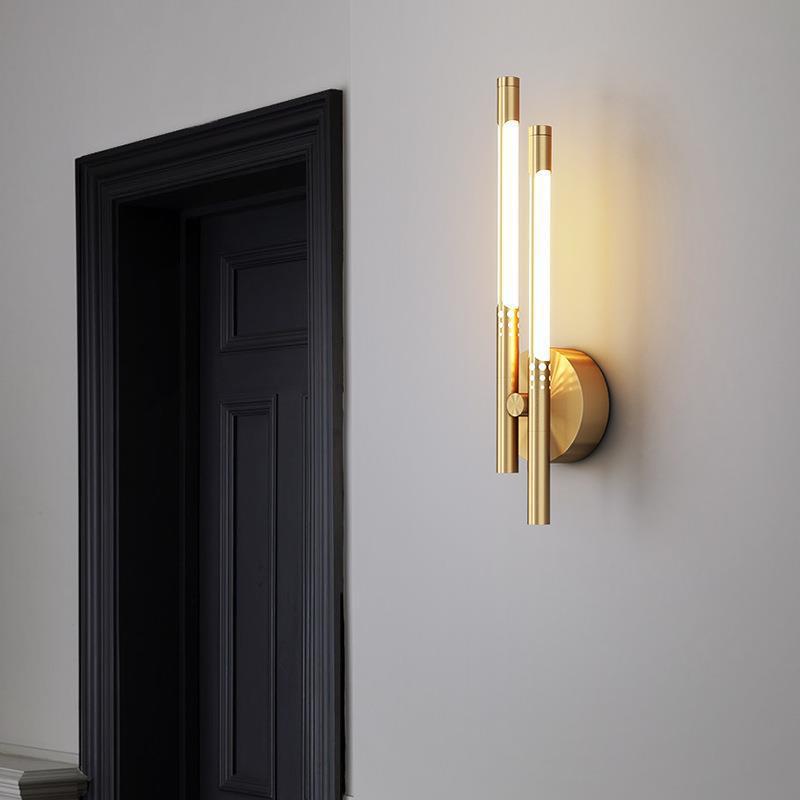 Contemporary Nordic Cylindrical Brass Silicone LED Wall Sconce Lamp For Living Room