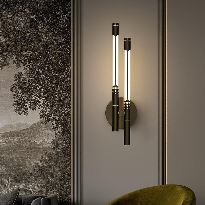 Contemporary Nordic Cylindrical Brass Silicone LED Wall Sconce Lamp For Living Room