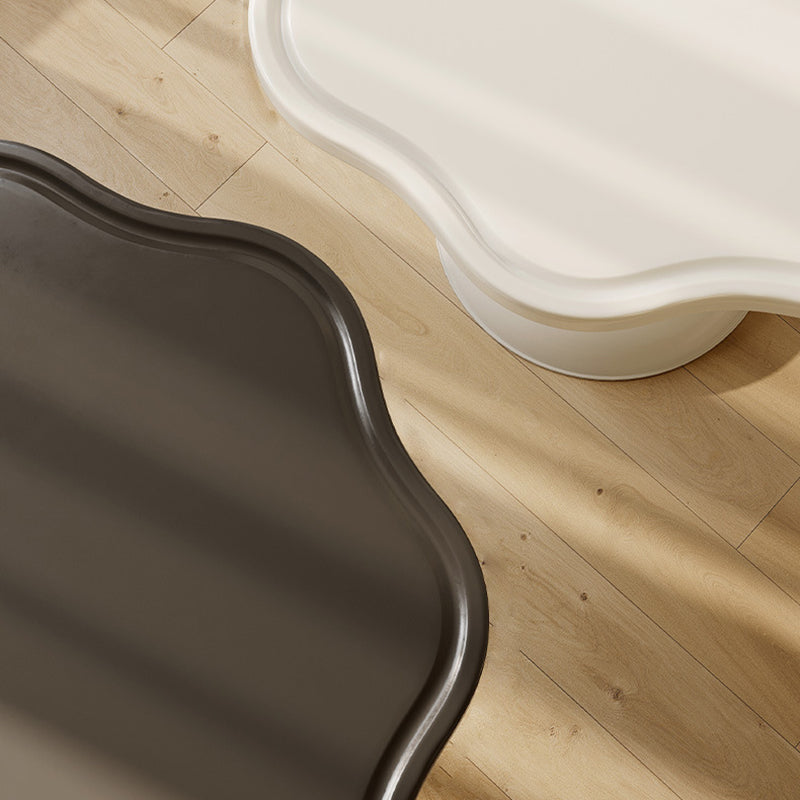 Mesa de Café de Base de Madera Cilíndrica en Espiral de Pétalo Minimalista Moderna para Sala de Estar 