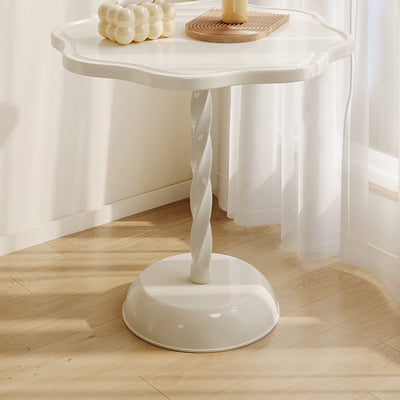 Mesa de Café de Base de Madera Cilíndrica en Espiral de Pétalo Minimalista Moderna para Sala de Estar 