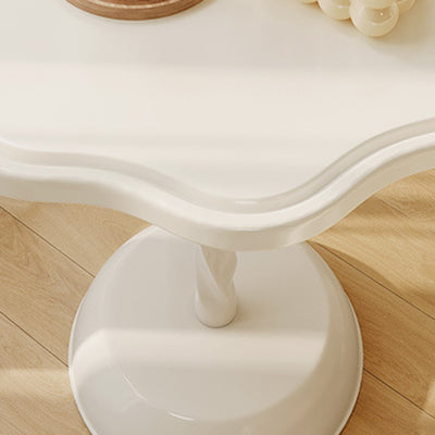 Mesa de Café de Base de Madera Cilíndrica en Espiral de Pétalo Minimalista Moderna para Sala de Estar 