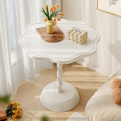 Mesa de Café de Base de Madera Cilíndrica en Espiral de Pétalo Minimalista Moderna para Sala de Estar 