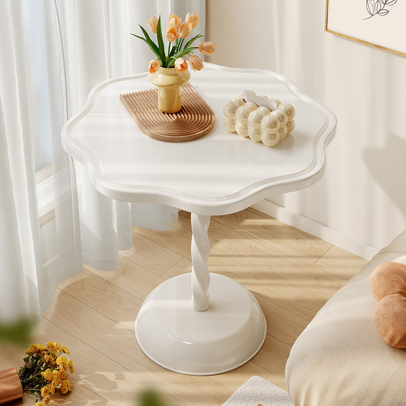 Mesa de Café de Base de Madera Cilíndrica en Espiral de Pétalo Minimalista Moderna para Sala de Estar 