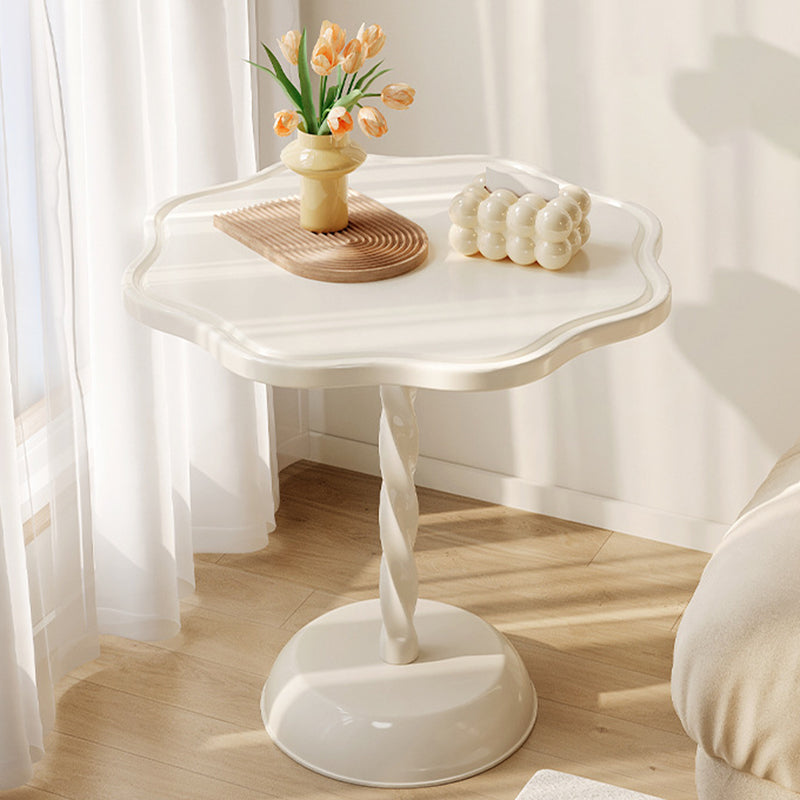 Mesa de Café de Base de Madera Cilíndrica en Espiral de Pétalo Minimalista Moderna para Sala de Estar 