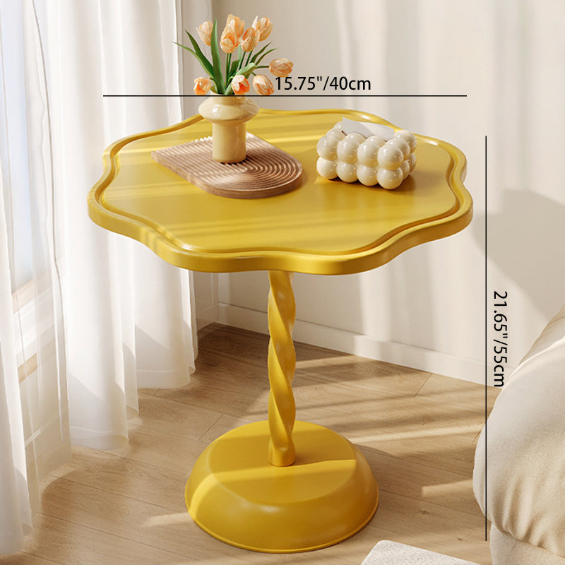 Mesa de Café de Base de Madera Cilíndrica en Espiral de Pétalo Minimalista Moderna para Sala de Estar 