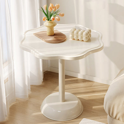 Mesa de Café de Base de Madera Cilíndrica en Espiral de Pétalo Minimalista Moderna para Sala de Estar 