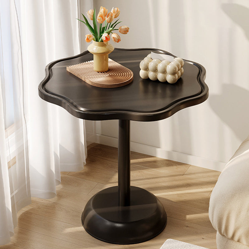 Mesa de Café de Base de Madera Cilíndrica en Espiral de Pétalo Minimalista Moderna para Sala de Estar 