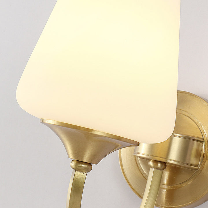 Applique murale traditionnelle européenne en forme de coupe ronde avec abat-jour en verre de cuivre complet 1/2 lumière pour salon 