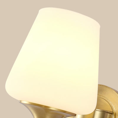 مصباح حائط بتصميم أوروبي تقليدي مع شكل كأس دائري منحني وظل زجاجي كامل من النحاس 1/2 ضوء لغرفة المعيشة 