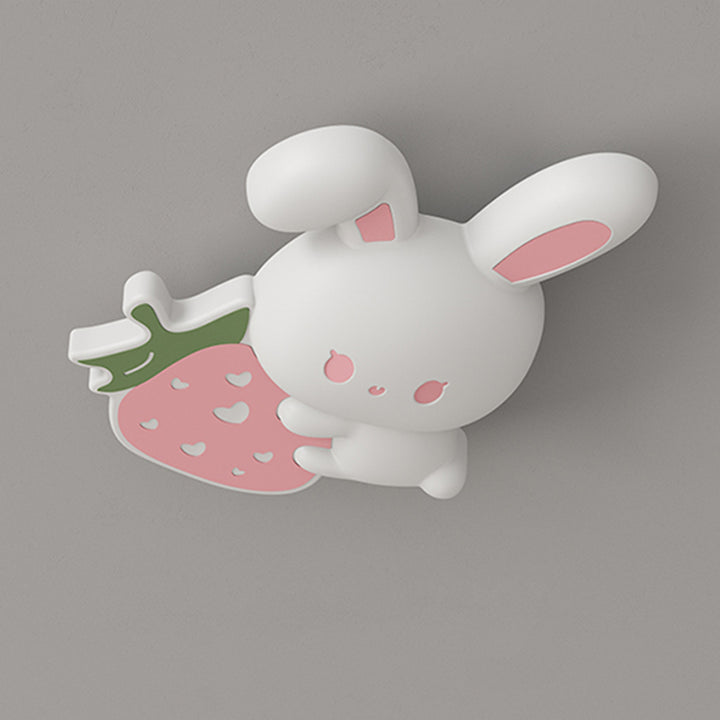 Luz de techo empotrada LED de hierro con conejo de fresa para niños creativos contemporáneos para dormitorio 