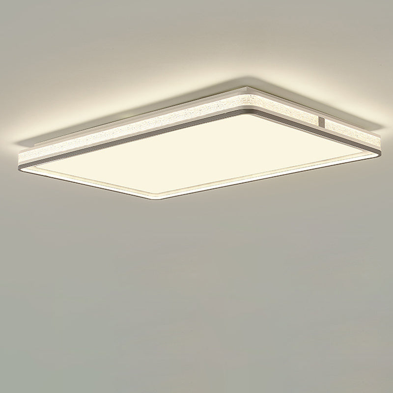 Plafonnier LED moderne minimaliste en fer, silicone et acrylique de forme ronde, rectangulaire ou carrée pour salon 