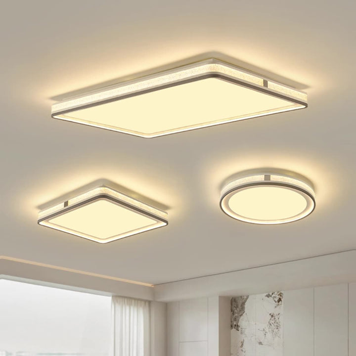 Plafonnier LED moderne minimaliste en fer, silicone et acrylique de forme ronde, rectangulaire ou carrée pour salon 