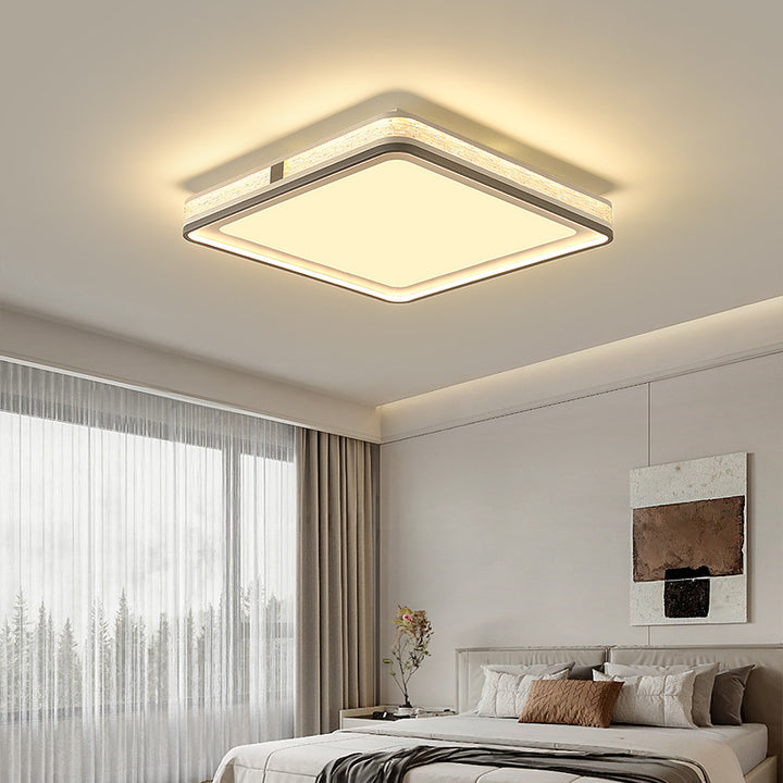 Plafonnier LED moderne minimaliste en fer, silicone et acrylique de forme ronde, rectangulaire ou carrée pour salon 