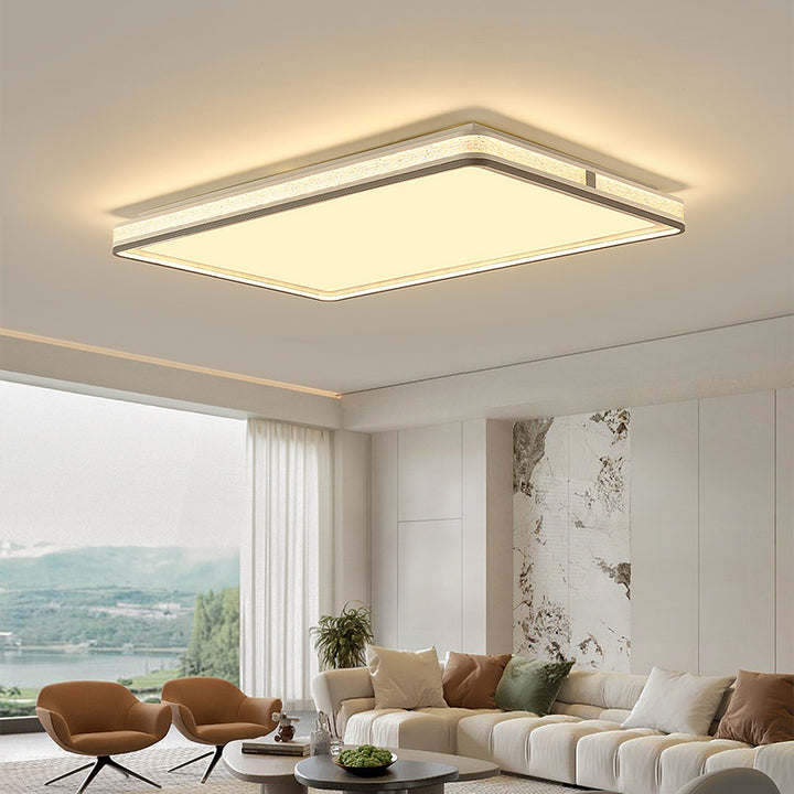 Plafonnier LED moderne minimaliste en fer, silicone et acrylique de forme ronde, rectangulaire ou carrée pour salon 