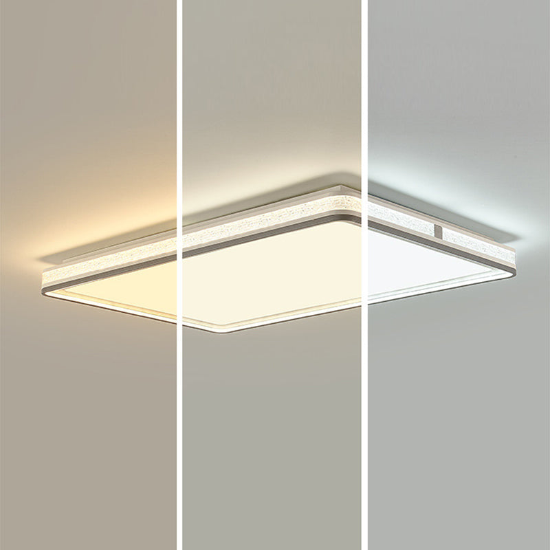 Plafonnier LED moderne minimaliste en fer, silicone et acrylique de forme ronde, rectangulaire ou carrée pour salon 