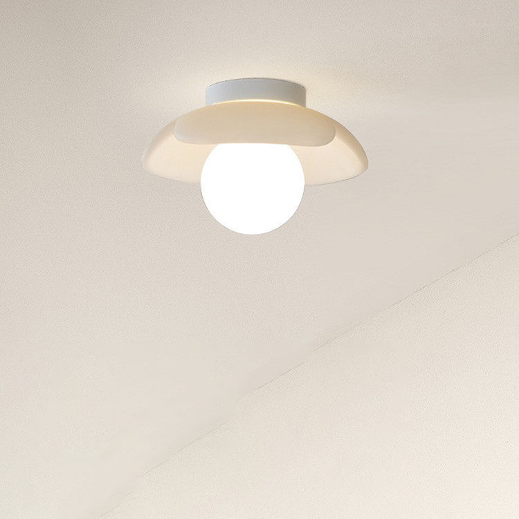 Moderne minimalistische Blumenkugel Eisenharz 1-Licht Halbeinbau-Deckenleuchte für Wohnzimmer 