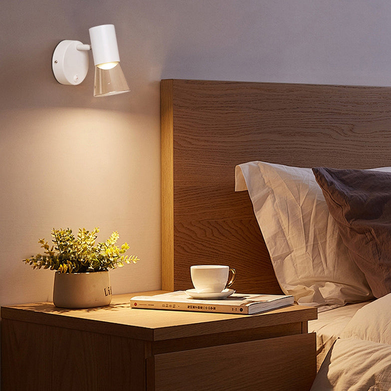 Modern Minimalist Round Cone Horn Shape Aluminum Acrylic 1-Light Wall Sconce Lamp For Bedroom