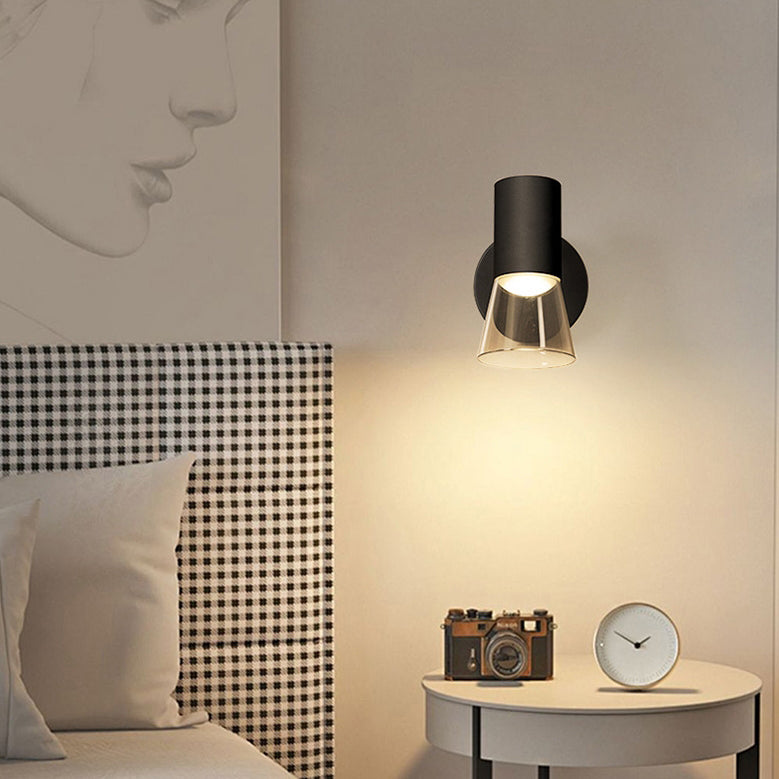 Modern Minimalist Round Cone Horn Shape Aluminum Acrylic 1-Light Wall Sconce Lamp For Bedroom