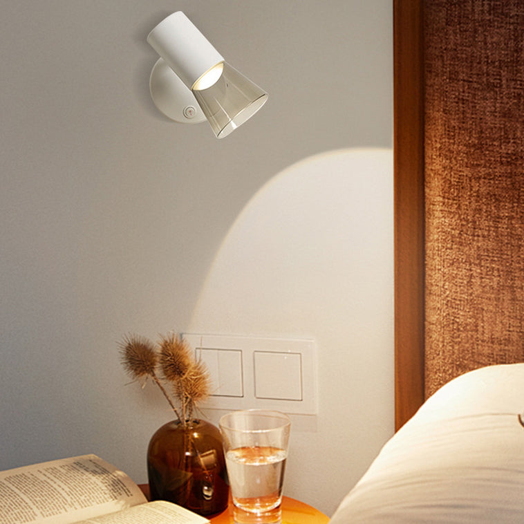 Modern Minimalist Round Cone Horn Shape Aluminum Acrylic 1-Light Wall Sconce Lamp For Bedroom