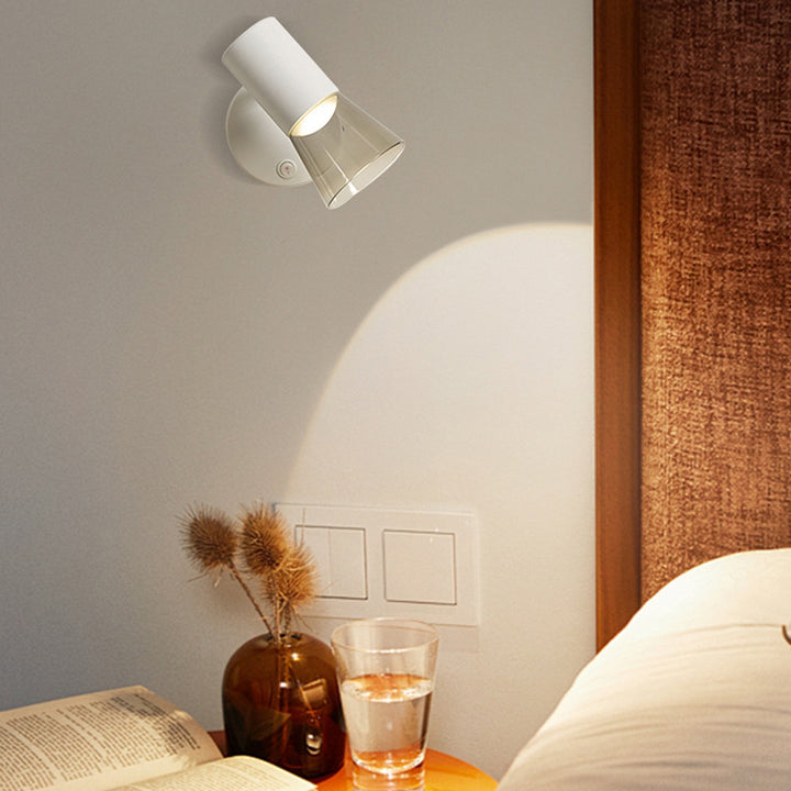 Modern Minimalist Round Cone Horn Shape Aluminum Acrylic 1-Light Wall Sconce Lamp For Bedroom