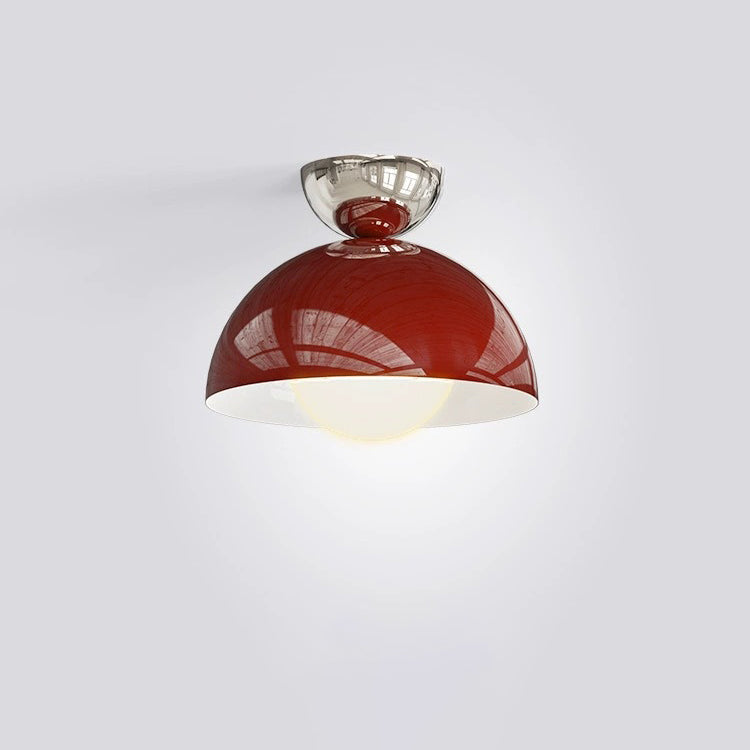 Contemporary Nordic Round Globe Iron Glass Shade 1-Light Semi-Flush Mount Ceiling Light For Living Room
