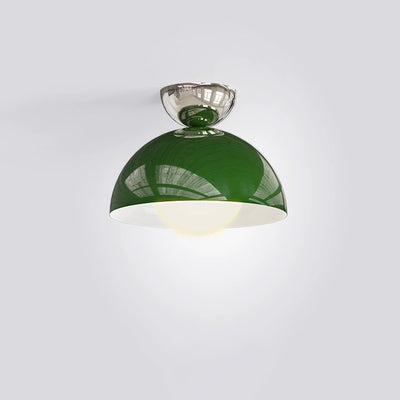 Contemporary Nordic Round Globe Iron Glass Shade 1-Light Semi-Flush Mount Ceiling Light For Living Room