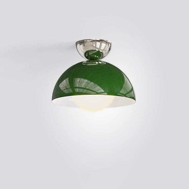 Contemporary Nordic Round Globe Iron Glass Shade 1-Light Semi-Flush Mount Ceiling Light For Living Room