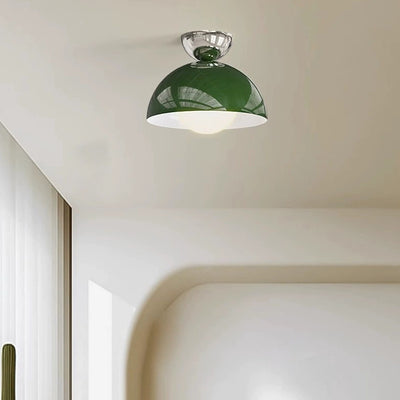 Contemporary Nordic Round Globe Iron Glass Shade 1-Light Semi-Flush Mount Ceiling Light For Living Room