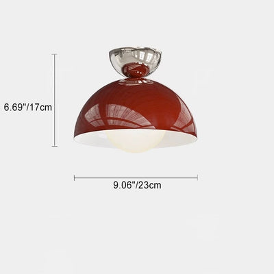 Contemporary Nordic Round Globe Iron Glass Shade 1-Light Semi-Flush Mount Ceiling Light For Living Room