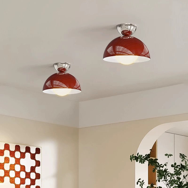 Contemporary Nordic Round Globe Iron Glass Shade 1-Light Semi-Flush Mount Ceiling Light For Living Room