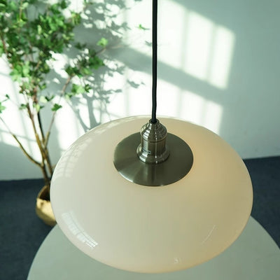 Contemporary Nordic Round Disc Hardware Glass 1-Light Pendant Light For Living Room