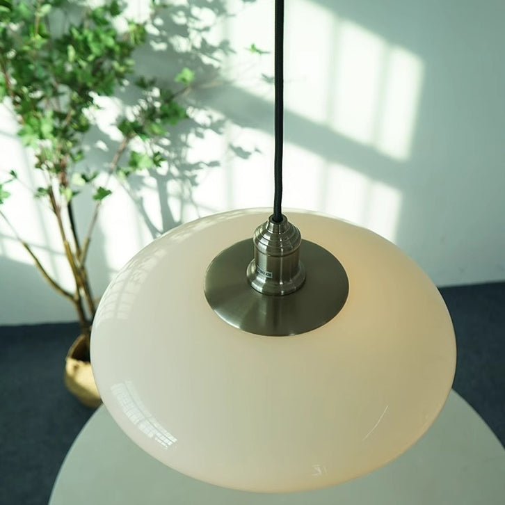 Contemporary Nordic Round Disc Hardware Glass 1-Light Pendant Light For Living Room